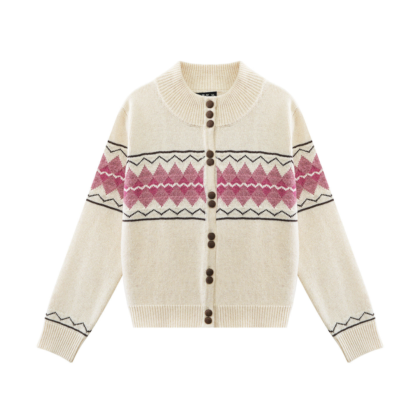 2026春季新款费尔岛彩色菱格毛衣外套宽松百搭双排扣针织开衫女,女装/女士精品,毛针织衫,淘宝优惠券,粉丝福利购,淘宝优惠卷