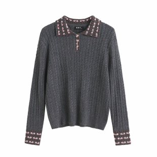 针织衫 2026春秋羊毛polo翻领气质通勤气质长袖 毛衣 女装 雯波尔新款