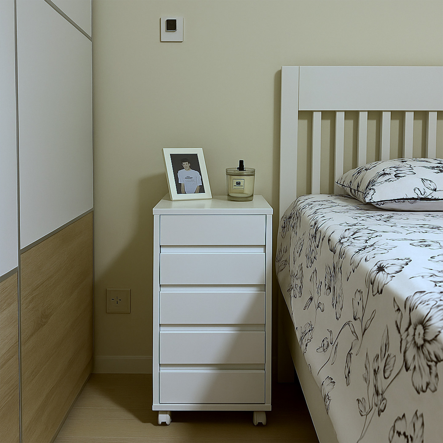 床头柜收纳柜缝隙柜落地抽屉柜带轮多层桌下文件柜夹缝窄缝置物柜