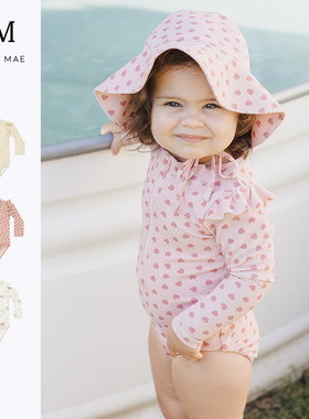 Quincy Mae童装泳衣女童连体泳衣宝宝游泳衣速干可爱印花泳装