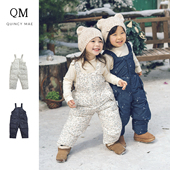Quincy Mae精灵背带羽绒裤 服外出百搭防风可爱印花连体衣棉服秋冬