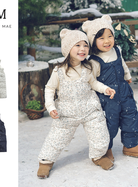 Quincy Mae精灵背带羽绒裤外出百搭防风可爱印花连体衣