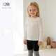 26新春可爱亲肤圆领米色上衣长袖 Quincy Mae荷叶边女童T恤打底衫