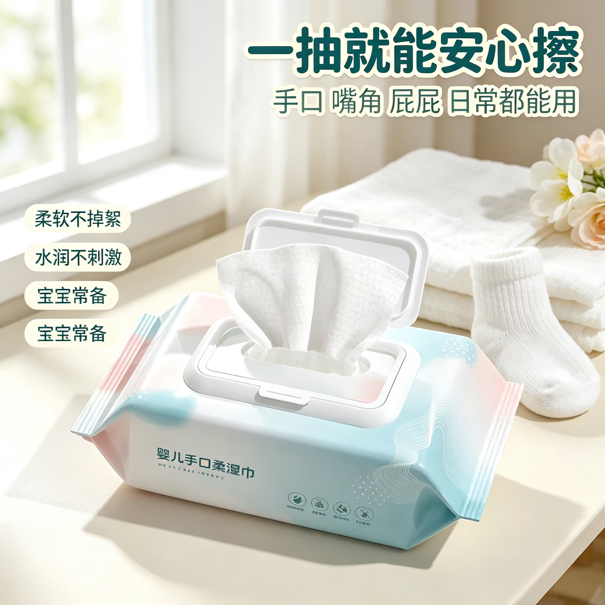 安全亲肤婴儿手口屁厕湿巾大包图片