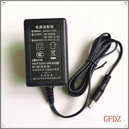 适用讯亨24V1A电源配接器24.0V1.0A充电线 线圆孔带针 XH2400-1000