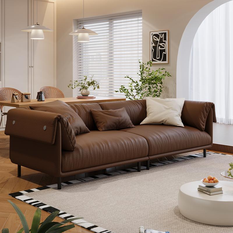 意式极简HUG怀抱真皮沙发简约轻奢小户型客厅直排高脚皮艺沙发