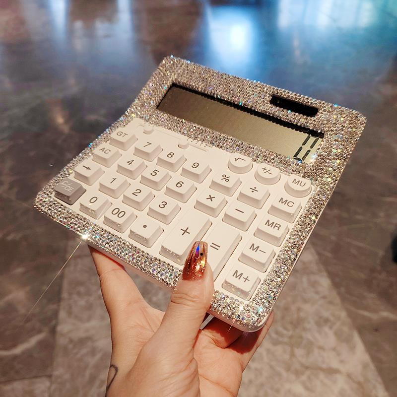 奢华水钻计算器女神款办公用大屏幕12位电子计算机网红款好看大号