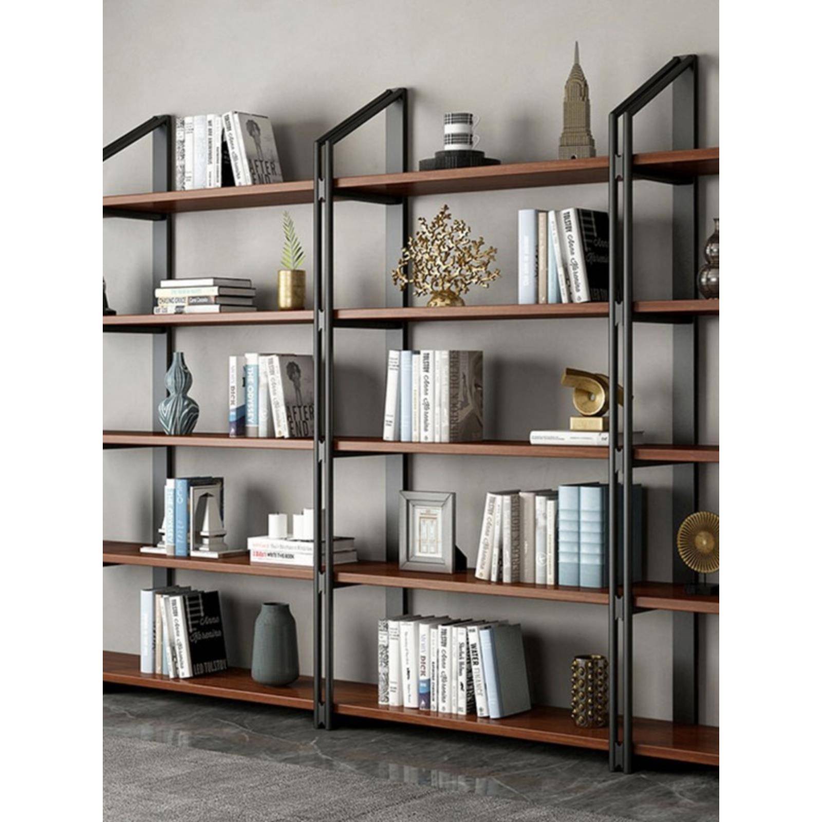 简单实木铁制书架产品落地式陈列架客厅壁挂式现代办公存储架
