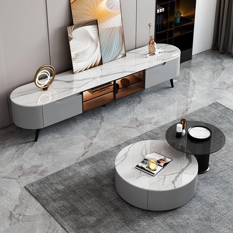 电视柜现代简约客厅家用轻奢高级感岩板茶几电视机柜组合收纳地柜