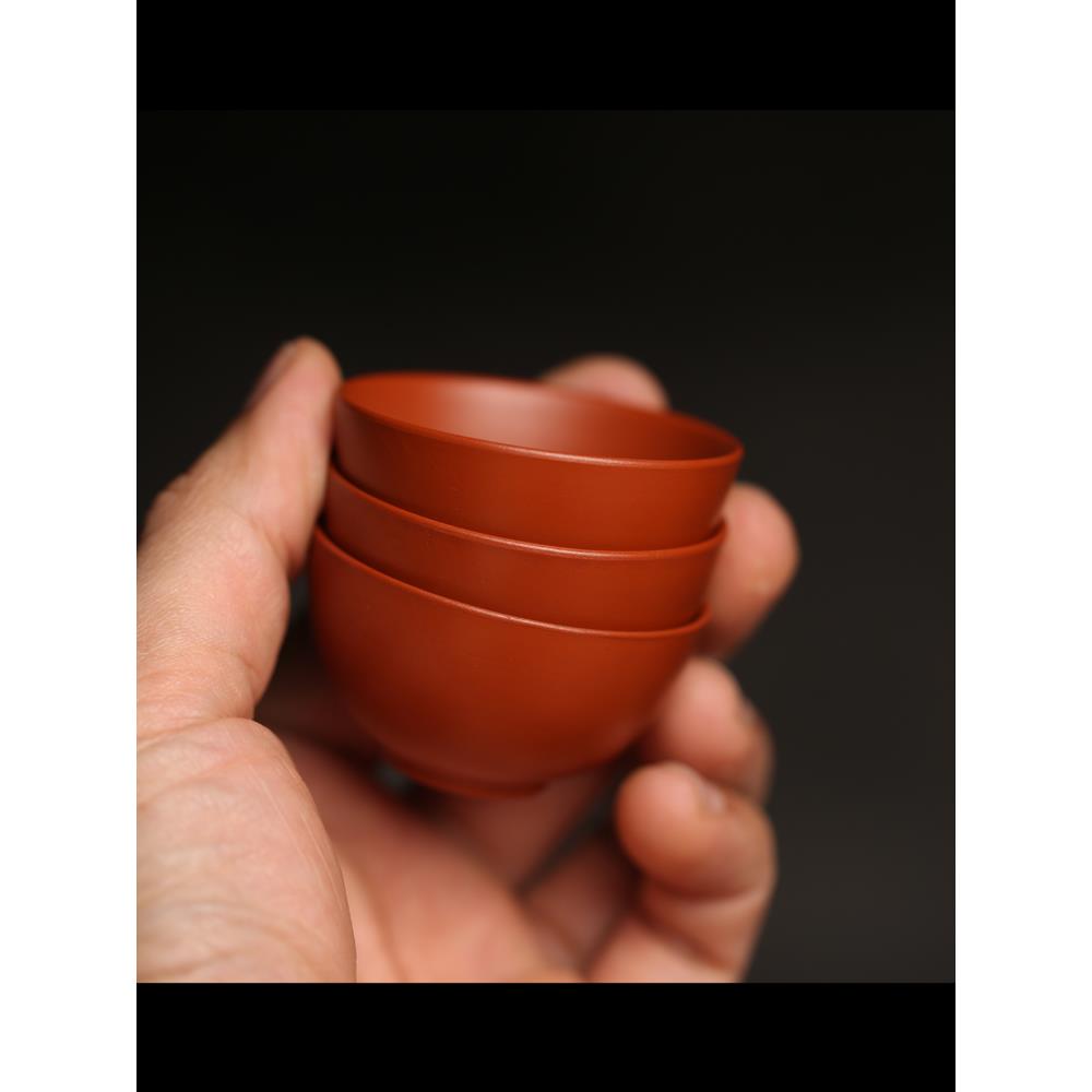 潮州朱泥功夫茶杯 原矿章林浩制小茶杯蛋壳杯小号直口茶具配件