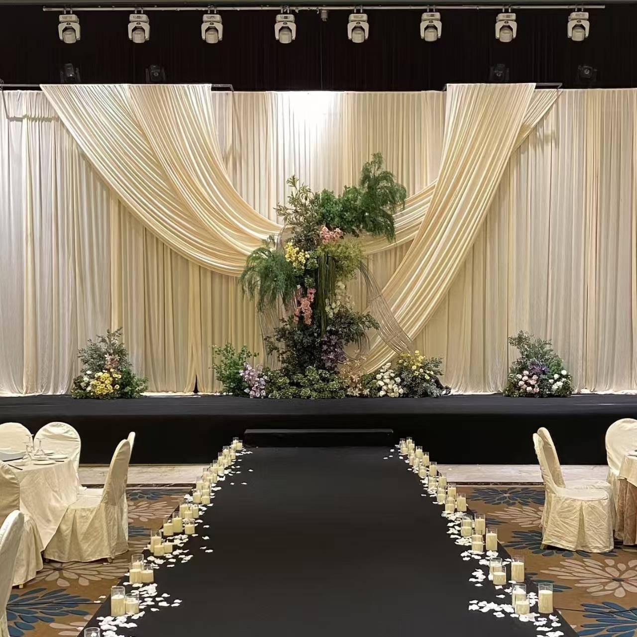 婚庆背景布幔奶油色舞台装饰婚庆布牛奶丝米白色背景幕布婚礼布幔