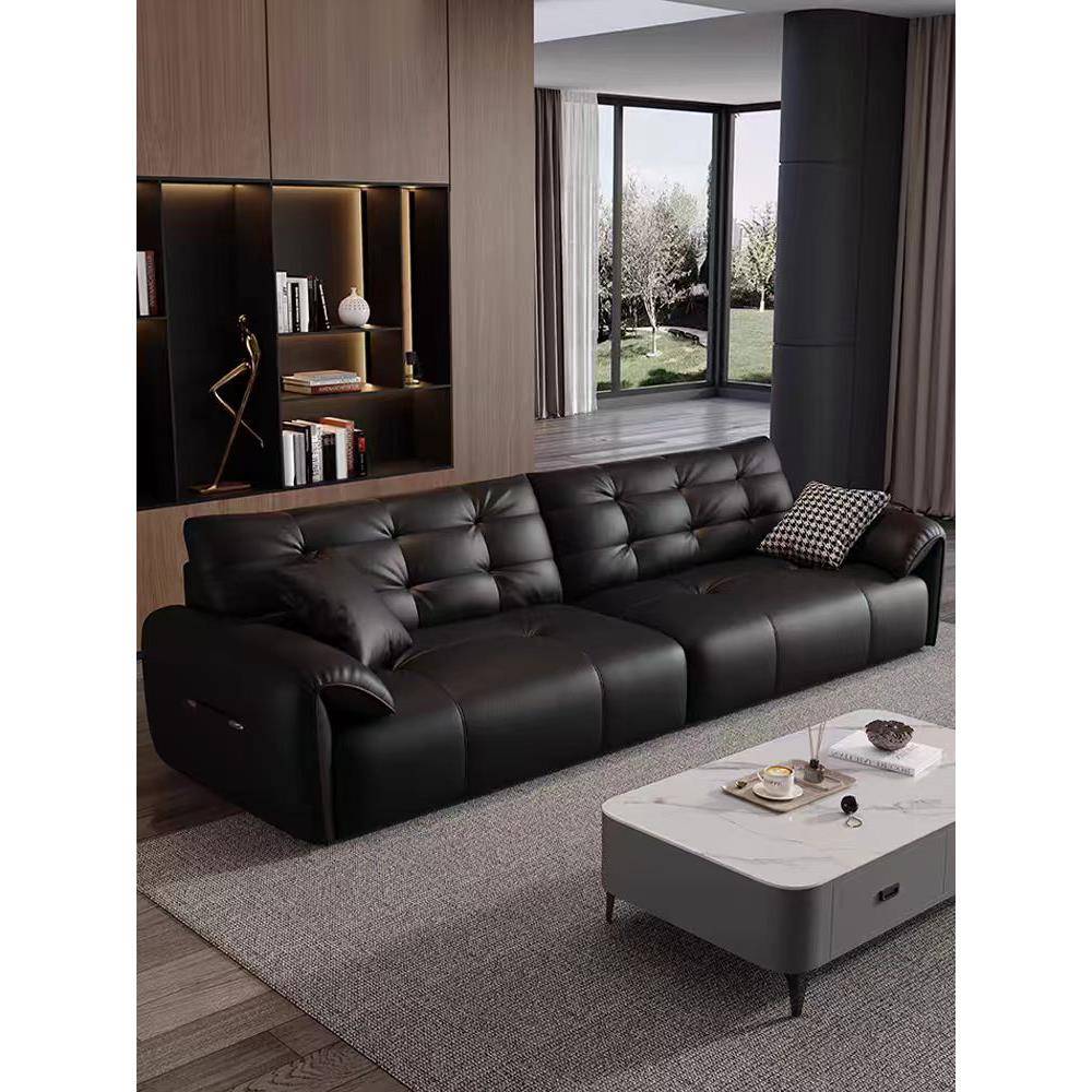 意大利Normcore大黑熊真皮沙发客厅小公寓生态真皮直排象耳真皮艺