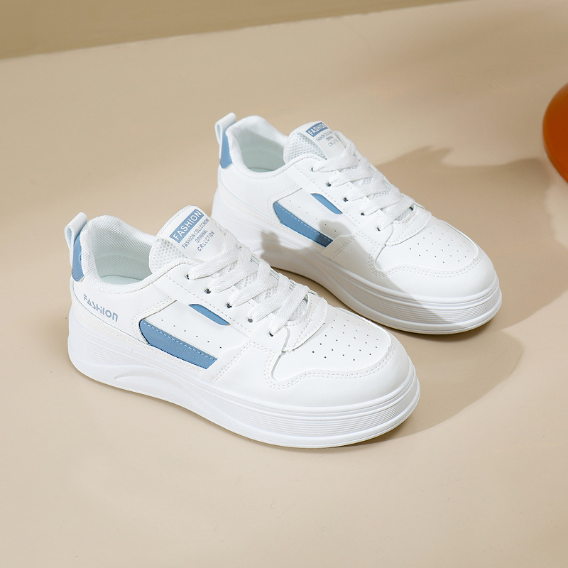 小白鞋女2025春季新款厚底女鞋拼色圆头百搭防滑学生板鞋G2-1