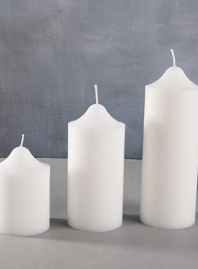 ins自制香薰蜡烛白色尖顶圆柱粗蜡烛 婚礼伴手礼家居摆件民宿摆件