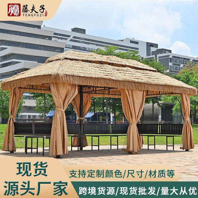 凉亭户外庭院亭子铝合金室外茅草小屋阳光房茶室农村小院民宿雨棚