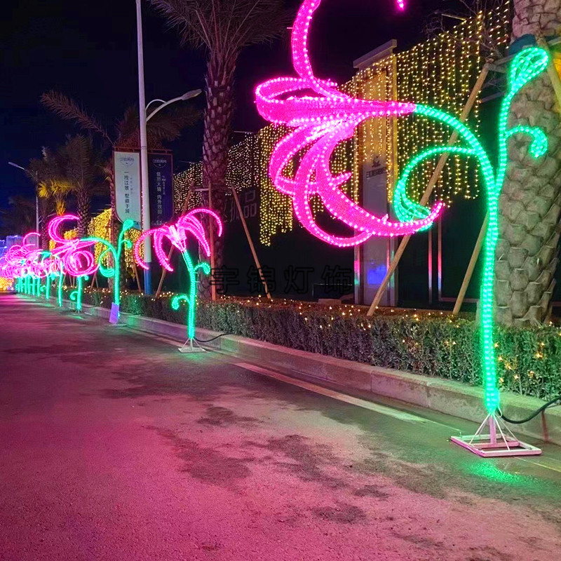 LED美丽绽放景观灯 灯光节立体百合花造型灯婚庆发光路引道具