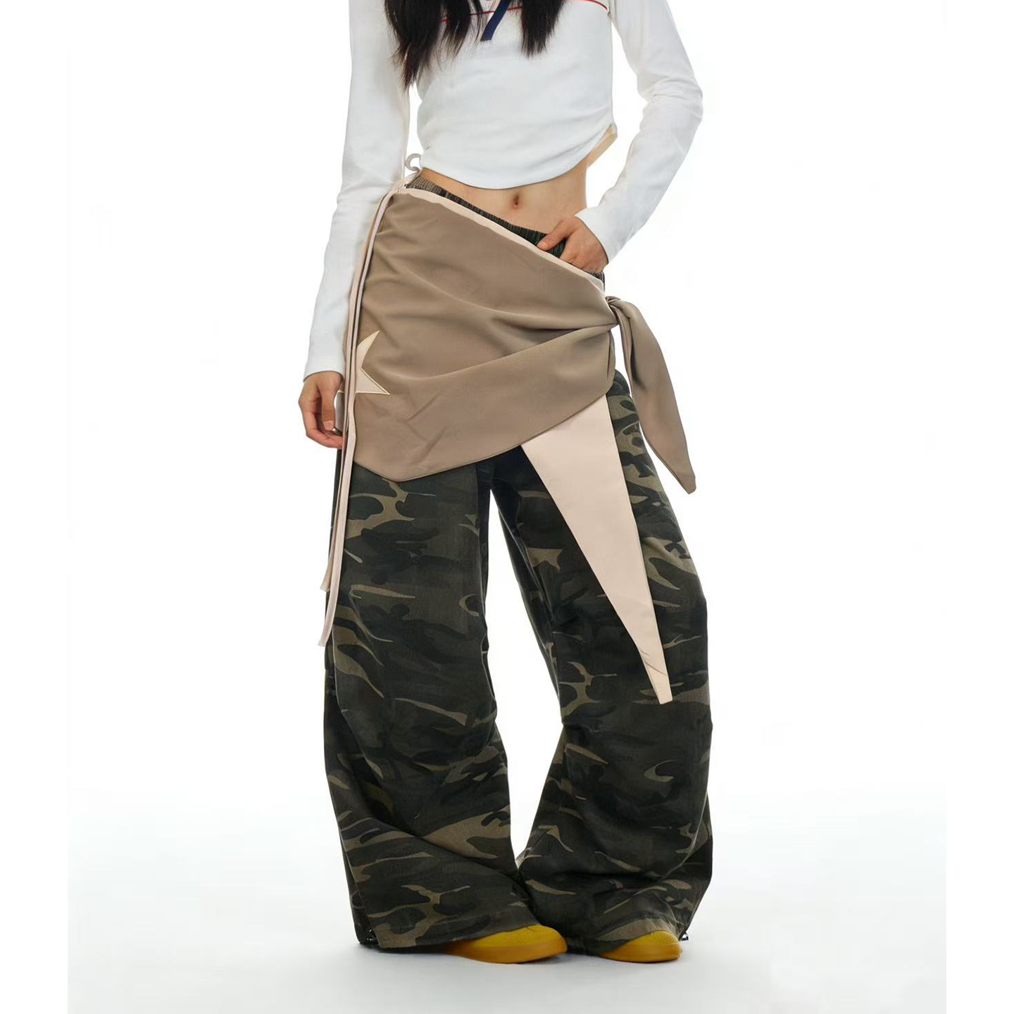 美式复古水洗迷彩工装裤