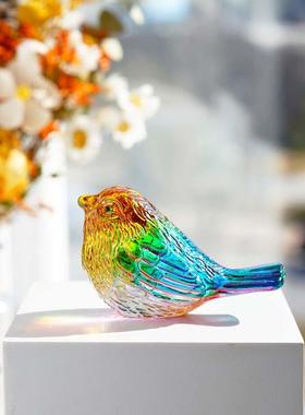 庭院花园彷真可爱小鸟装饰玻璃手工艺品创意桌面小摆件儿童礼物