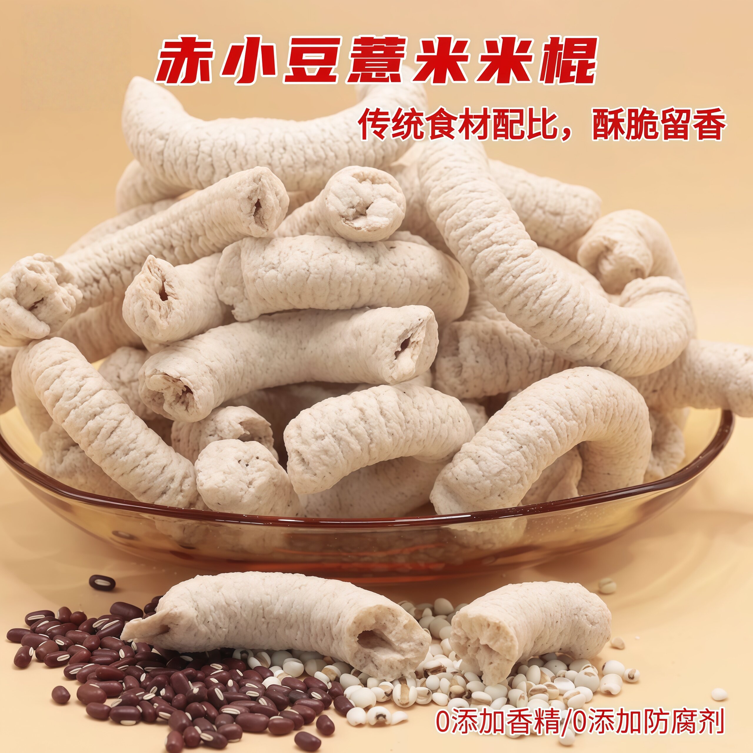 赤小豆薏米棍传统老式爆米花棒康乐果炒熟正宗小红豆薏米怀旧零食