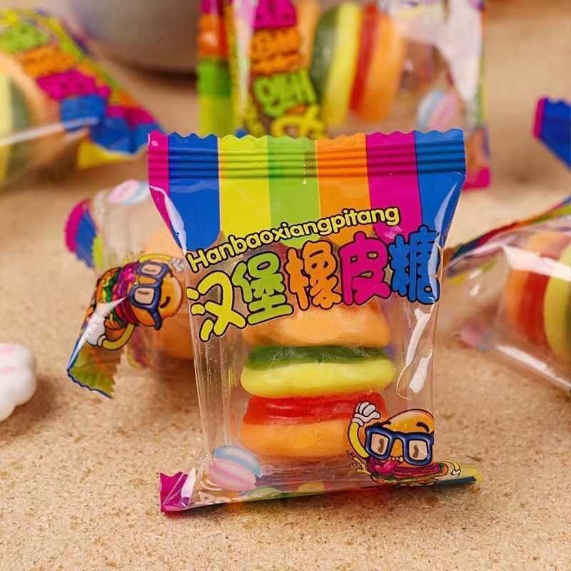 汉堡橡皮糖水果汁软糖网红儿童小零食品QQ糖喜糖批发怀旧零食年货