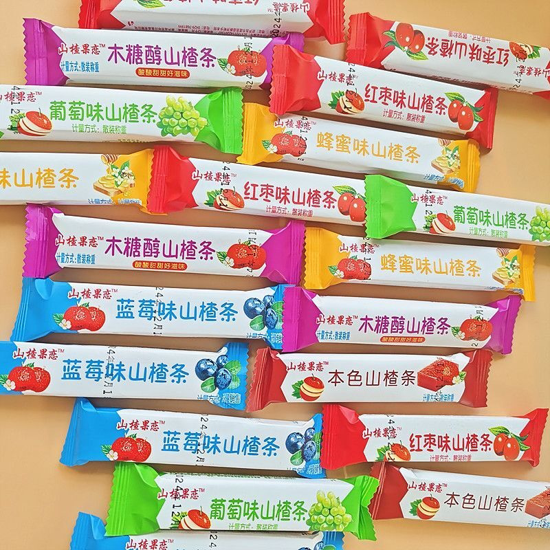 果味山楂条蓝莓红枣草莓山楂卷片蜜饯山楂糕果丹皮河北特产多口味