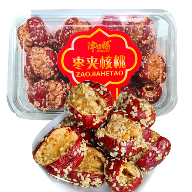 津口福芝麻红枣夹核桃仁新疆和田枣大红枣加核桃无核孕妇零食