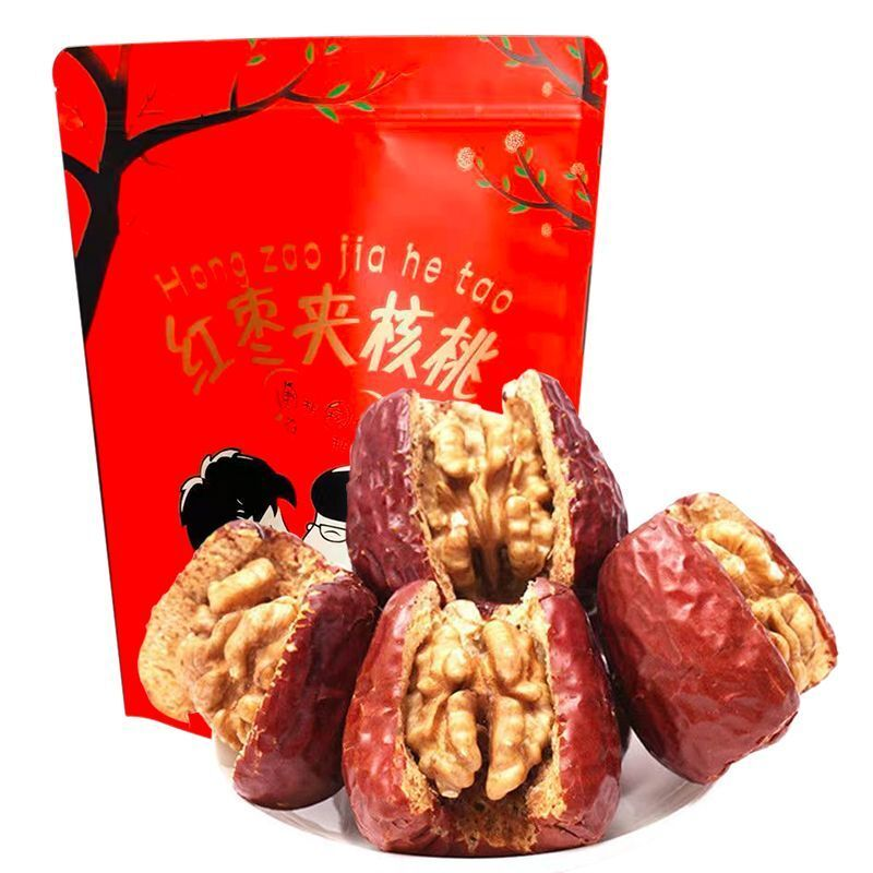 新疆整箱大个和田红枣夹核桃仁250g/500g/1000g独立包装夹心干果