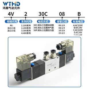 08中封电磁阀4V230E中泄4V230P中压气动控制阀 三位五通4V230C