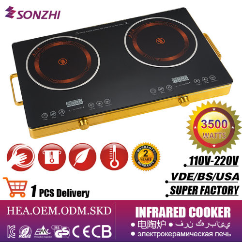 智能双头电陶炉家用infrared多头炉电热炉光波炉3500W大功率炉灶