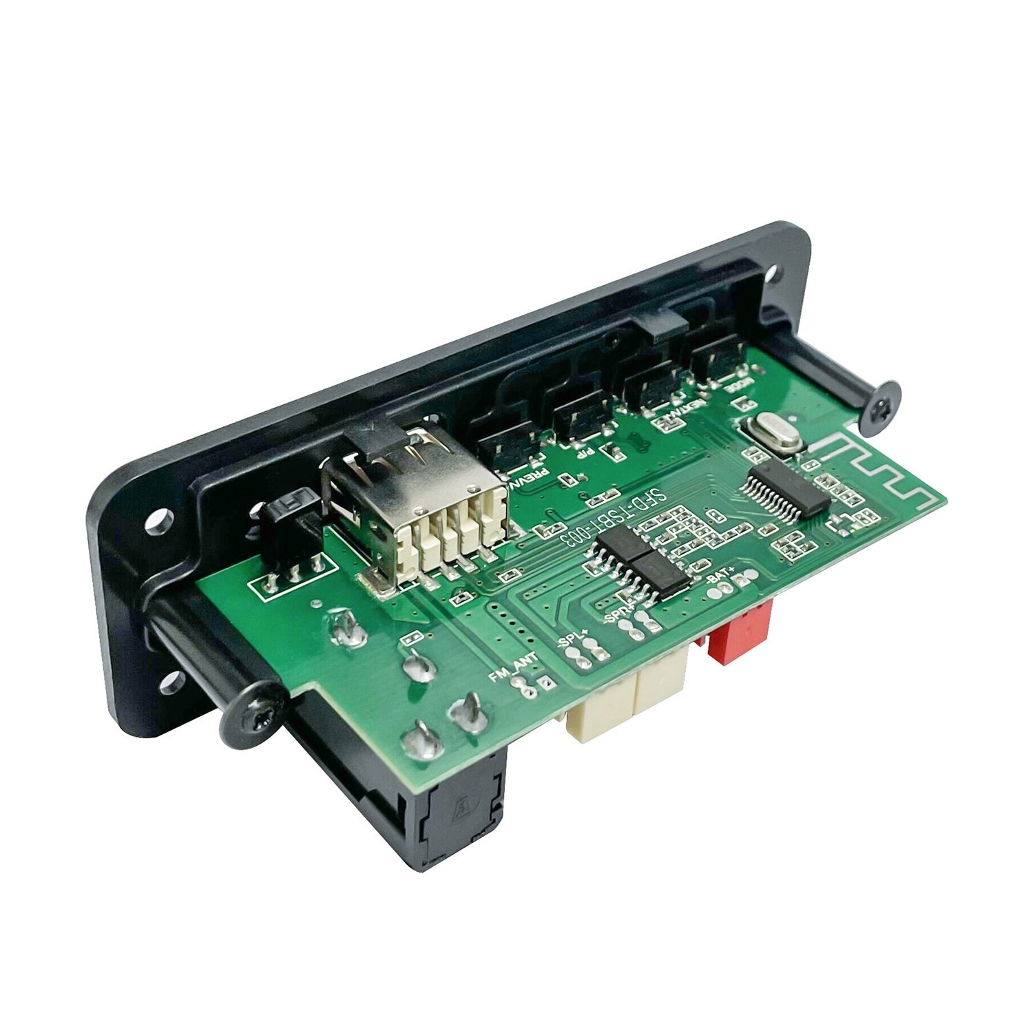 MP3解码板 蓝牙功放板带麦克风插口MIC 功放板解码可充电模块3-5W