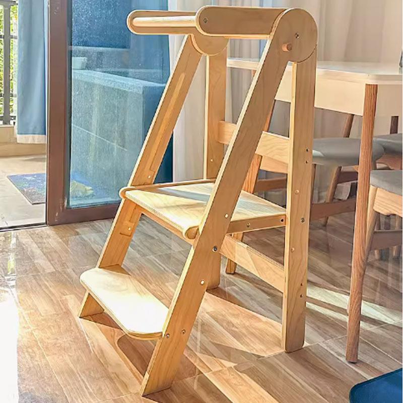 学习塔蒙氏儿童洗手凳宝宝实木幼儿台阶踏脚凳可折叠带扶手厨房椅