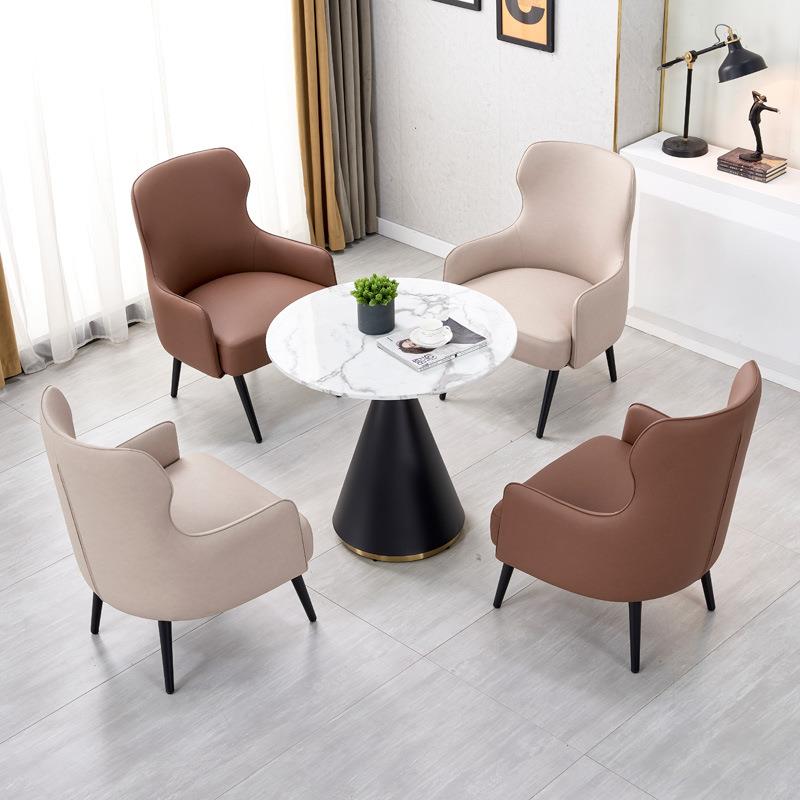 北欧实木洽谈接待桌椅简约组合售楼处会客办公休闲谈判小圆桌椅子