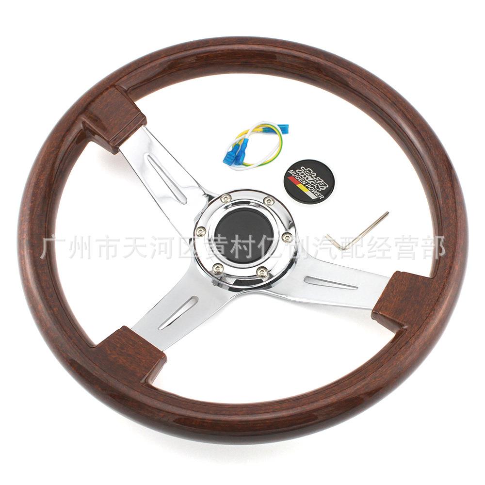 汽车改装14寸仿桃木方向盘RALLART无限银支架方向盘