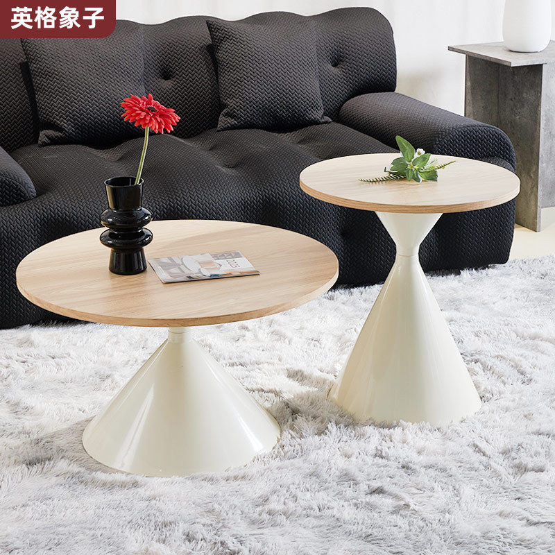 奶油风茶几套装家用现代简约圆形茶几民宿酒店洽谈桌圆形组合茶几