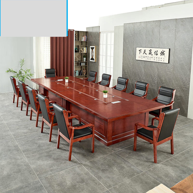 新中式会议桌油漆贴木皮会议洽谈长桌现代简约会议室会客办公桌