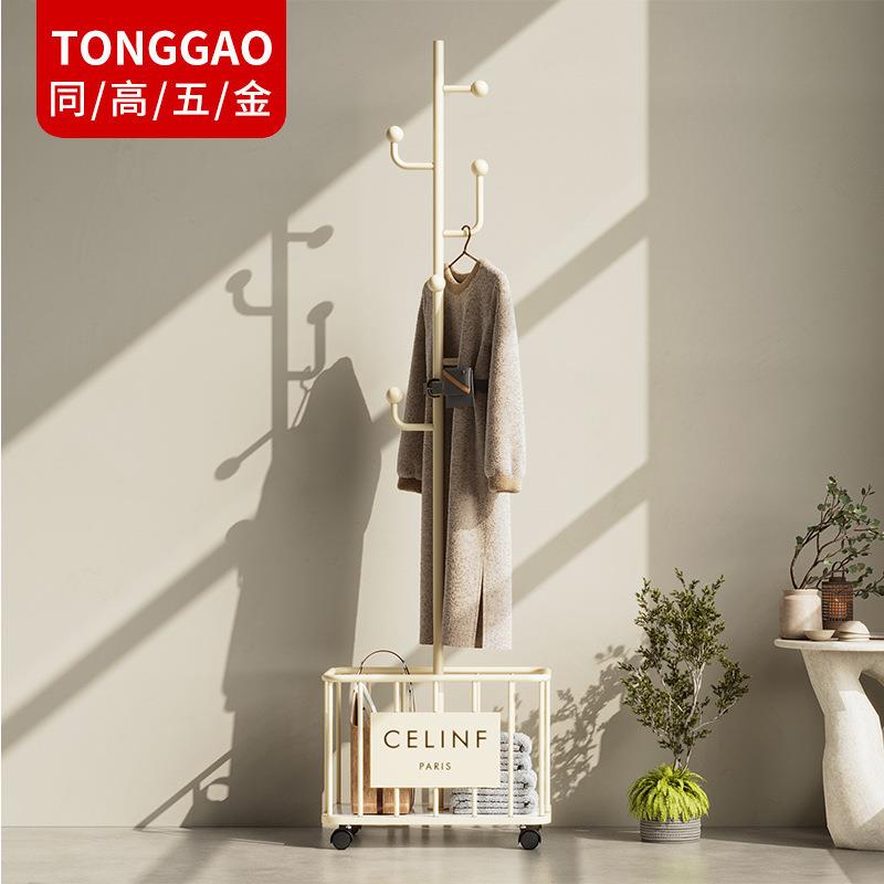 网红款家用移动挂衣架落地卧室衣服置物架床边脏衣篓房间挂衣架