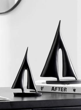 北欧现代简约帆船小摆件树脂工艺品创意客厅办公室桌面家居装饰品