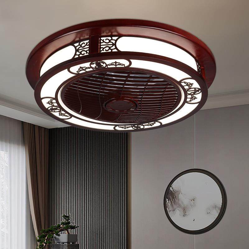 实木中式风扇灯家用吸顶风扇灯现代创意客厅卧室led带风扇吸顶灯