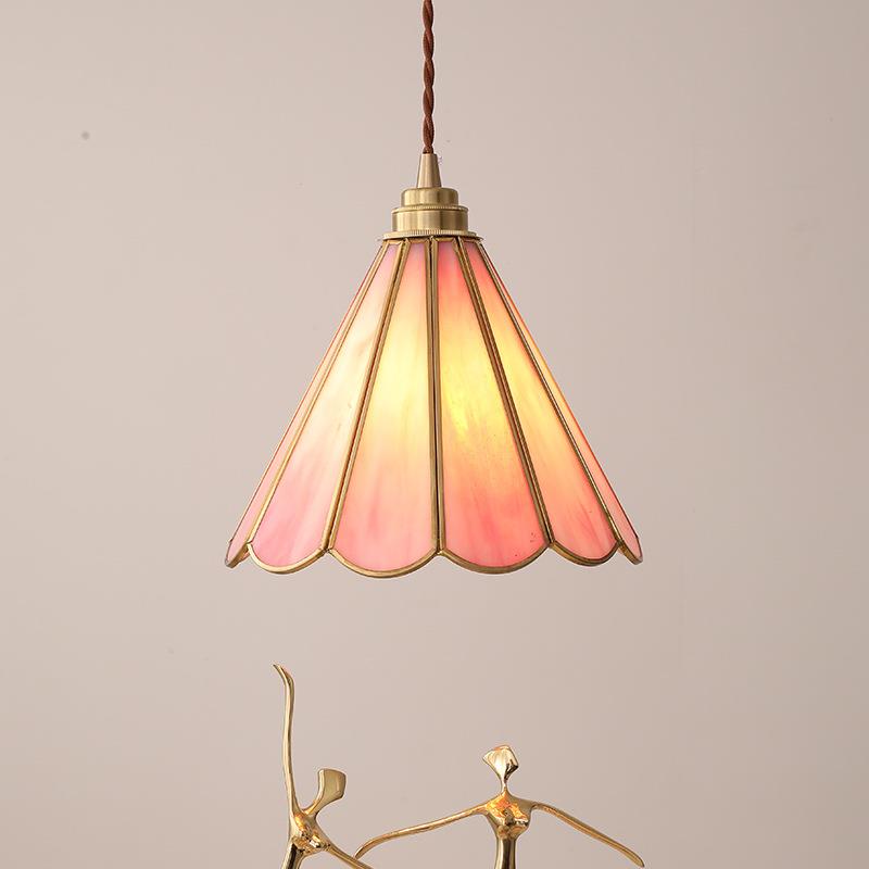 日式手工黄铜餐厅吧台玻璃吊灯北欧温馨卧室床头吊灯走廊过道灯具