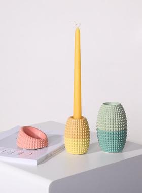 北欧彩色菠萝陶瓷蜡烛台浪漫烛光晚餐婚庆拍摄道具ins风装饰摆件