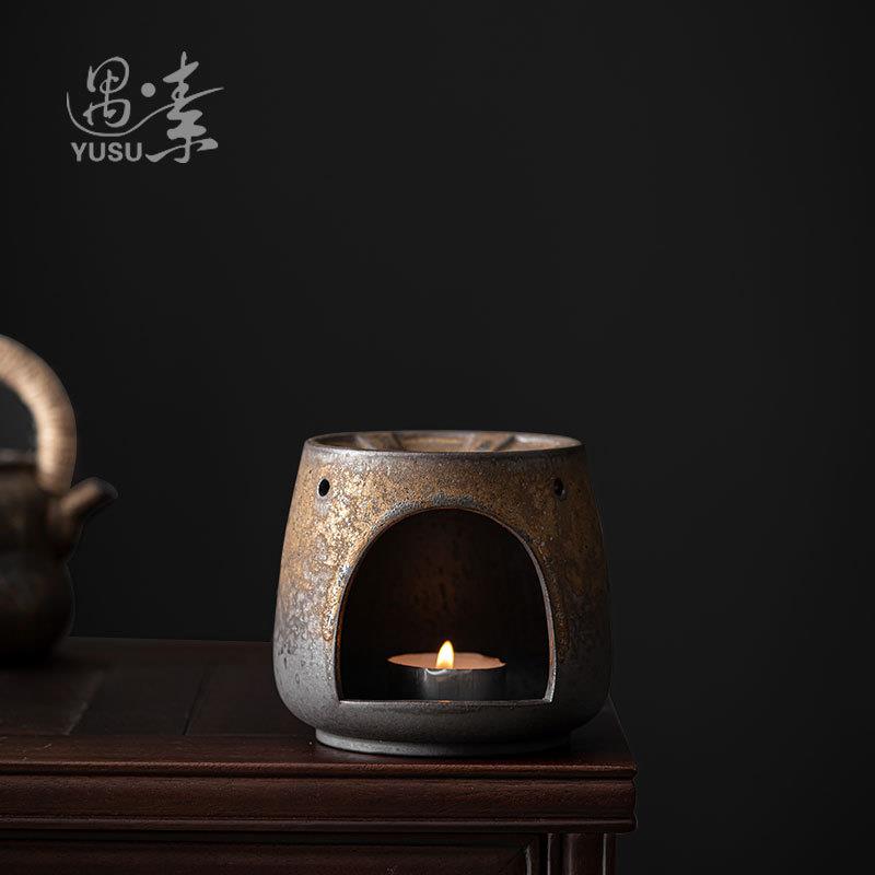 中式复古温茶炉茶壶家用功夫茶具套装蜡烛加热暖茶炉恒温热茶底座