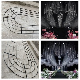 婚庆道具婚礼圆环酒店婚礼堂带孔定位珠水晶架子椭圆装饰铁艺定制