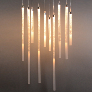 亚克力气泡棒吊灯10头伞形磨砂串灯婚礼堂空中吊顶迎宾区橱窗装饰