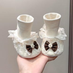 12月婴儿鞋 加绒0 1岁初生儿宝宝软底不掉棉鞋 袜 秋冬季 保暖鞋