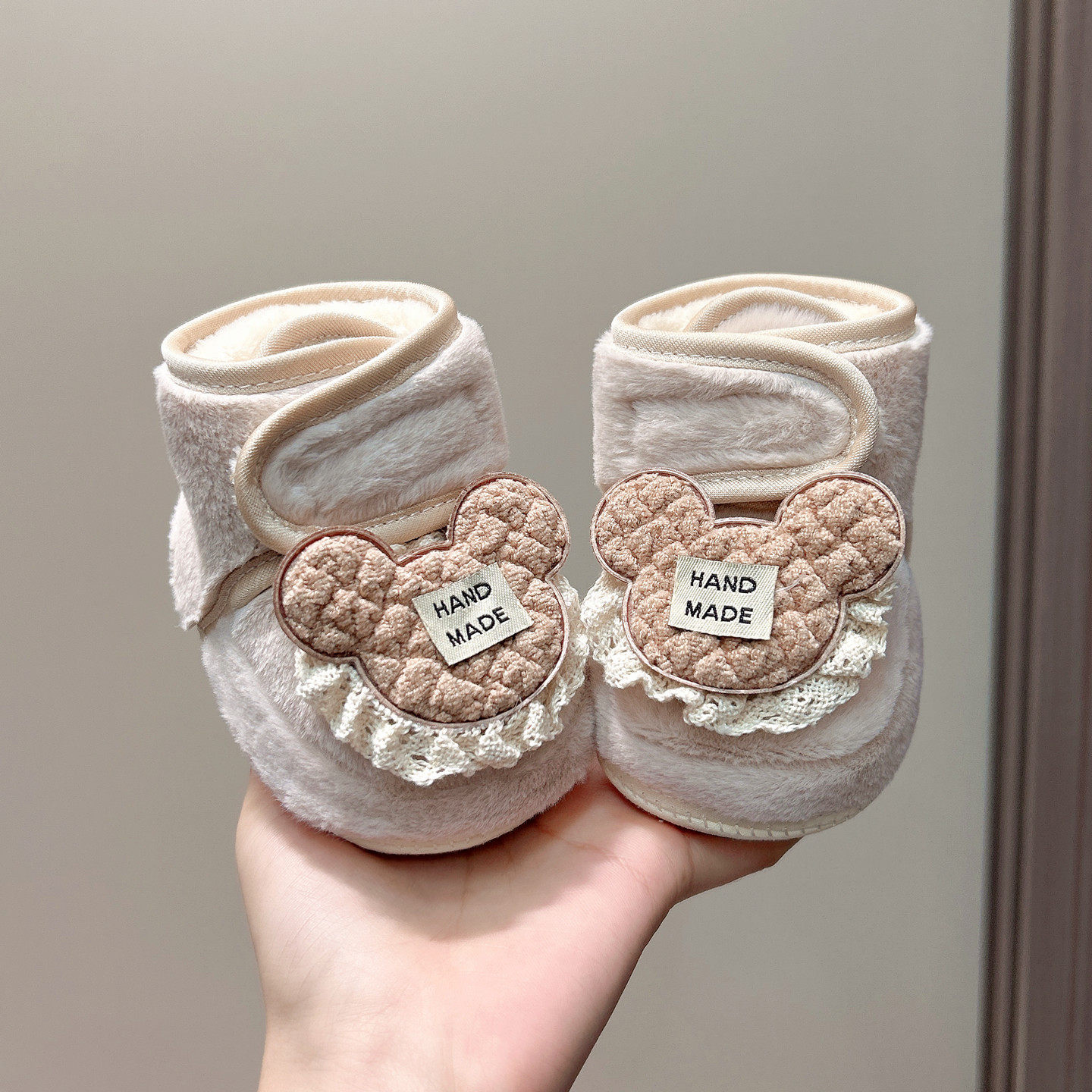 婴儿加绒加厚软胶底保暖棉鞋