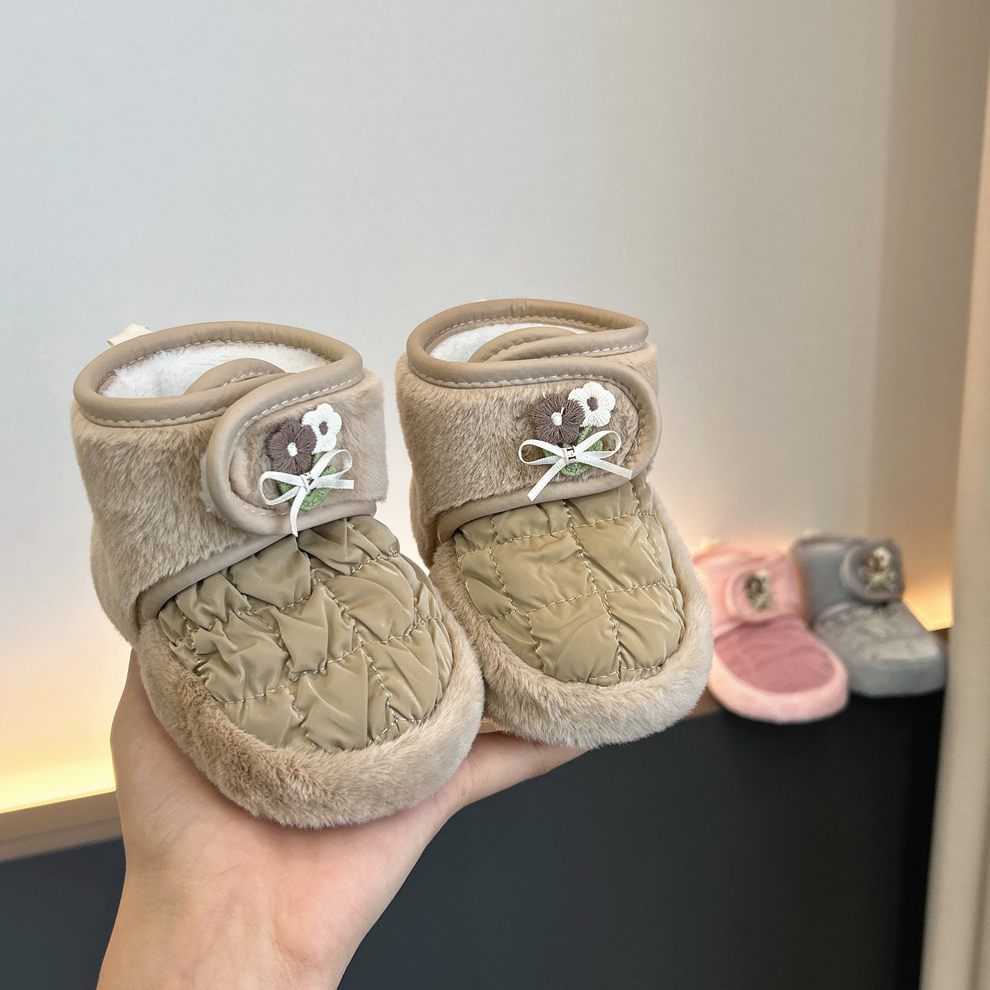 秋冬季婴儿加绒加厚学步棉鞋
