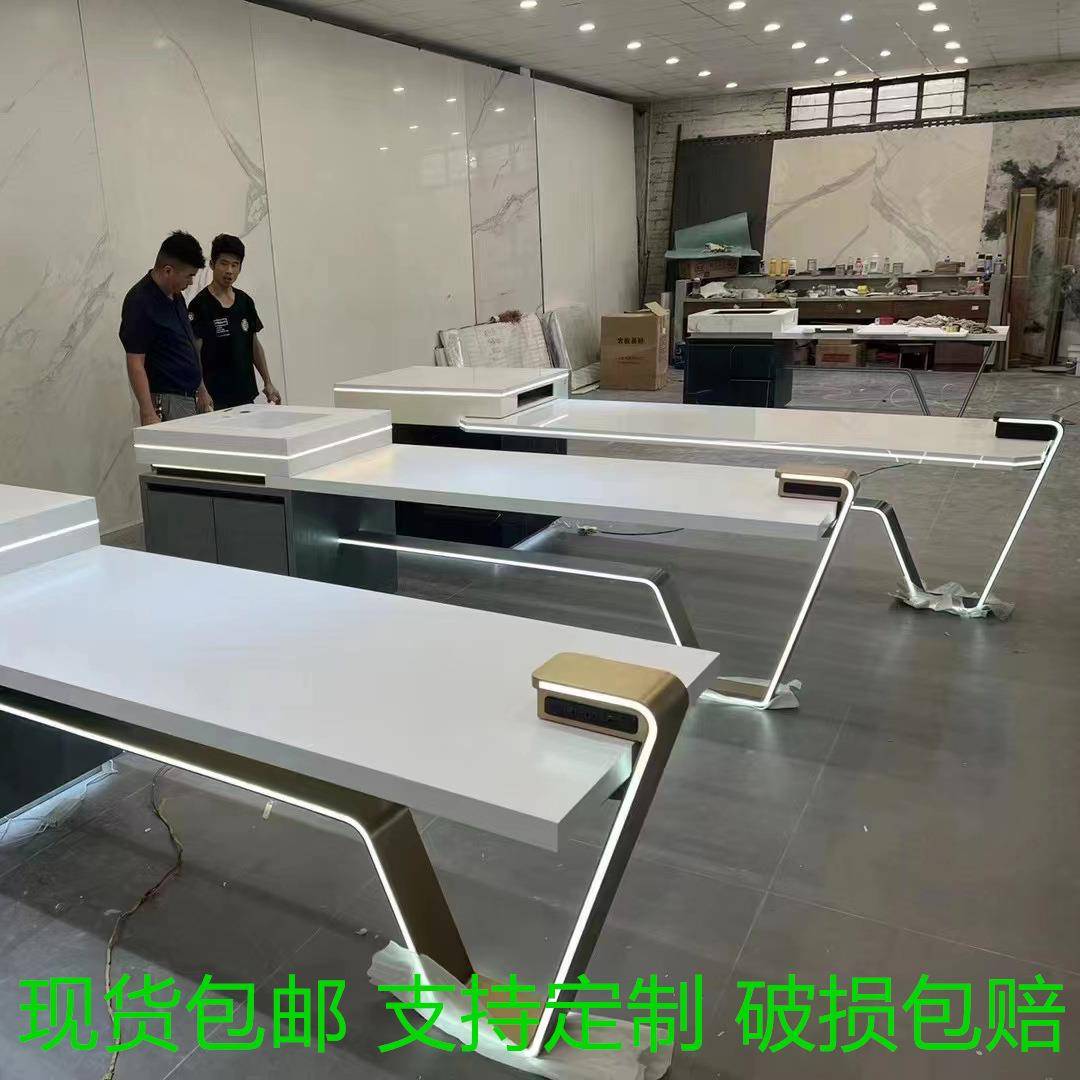 水晶蓝岩板岛台餐桌一体家用轻奢现代简约厨房台面翠绿色岩板岛台