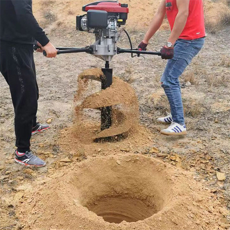 工厂优惠栽树挖坑机独轮推车汽油打坑机光伏电力立杆钻坑机