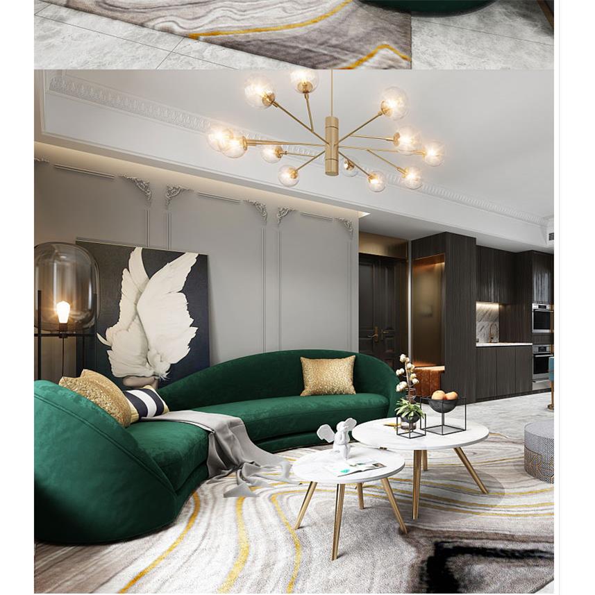 轻奢客厅丝绒布艺大沙发样板间设计师服装店多人家具