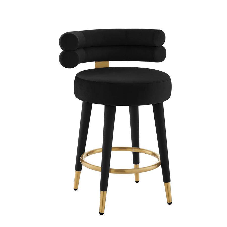 工业金属腿布艺座椅时尚吧椅天鹅绒蓝色黑色软垫无扶手高椅家具